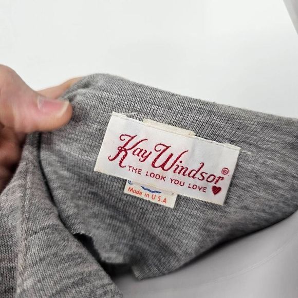 Vintage 70's Union Label Midi Dress Gray XL - Picture 5 of 8